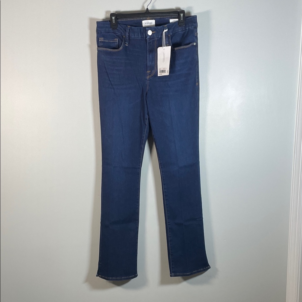 Frame Denim Dark Blue Straight Leg Jeans Le Mini Boot
